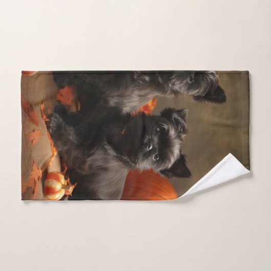 Franse buldog puppy herfst verrukking pompoen bad handdoek (Handdoek)