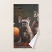 Franse buldog puppy herfst verrukking pompoen bad handdoek (Handdoek)