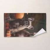 Franse buldog puppy herfst verrukking pompoen bad handdoek (Handdoek)