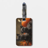 Franse buldog puppy herfst verrukking pompoen bagagelabel (Achterkant verticaal)