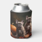 Franse buldog puppy herfst verrukking pompoen blikjeskoeler (Blikje Voorkant)