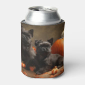 Franse buldog puppy herfst verrukking pompoen blikjeskoeler (Blikje Voorkant)