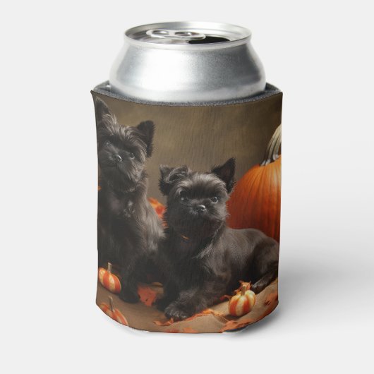 Franse buldog puppy herfst verrukking pompoen blikjeskoeler (Blikje Achterkant)