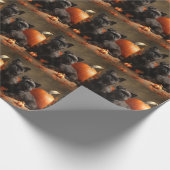 Franse buldog puppy herfst verrukking pompoen cadeaupapier (Hoek)