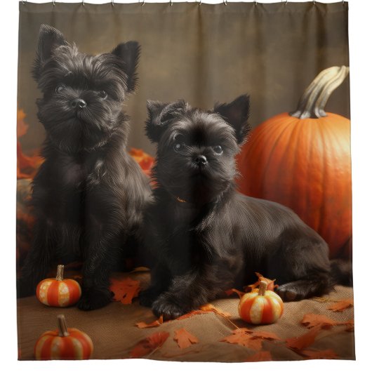 Franse buldog puppy herfst verrukking pompoen douchegordijn (Voorkant)