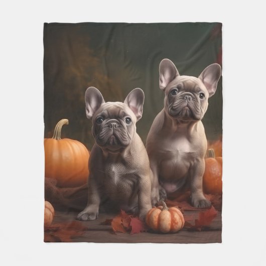 Franse buldog puppy herfst verrukking pompoen fleece deken (Voorkant)