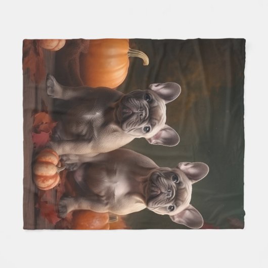 Franse buldog puppy herfst verrukking pompoen fleece deken (Voorkant (Horizontaal))