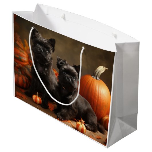 Franse buldog puppy herfst verrukking pompoen groot cadeauzakje (Achterkant Gekanteld)