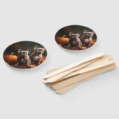 Franse buldog puppy herfst verrukking pompoen handwaaier (Niet-gemonteerd)