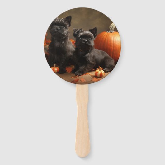 Franse buldog puppy herfst verrukking pompoen handwaaier (Achterkant)