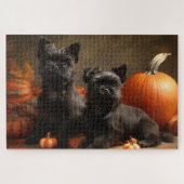 Franse buldog puppy herfst verrukking pompoen legpuzzel (Horizontaal)