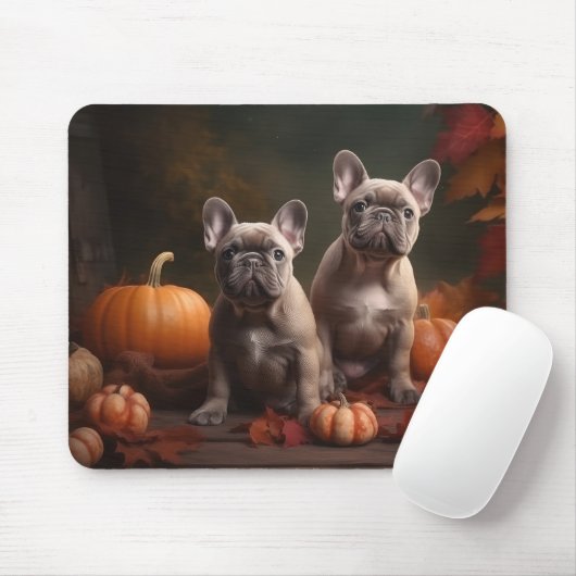 Franse buldog puppy herfst verrukking pompoen muismat (Met muis)