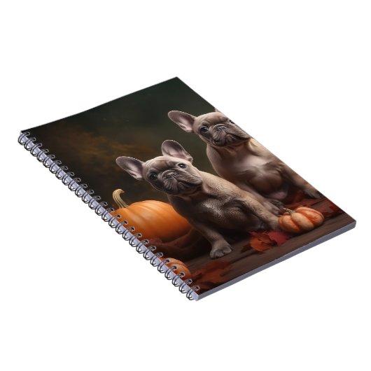 Franse buldog puppy herfst verrukking pompoen notitieboek (Rechterzijde)