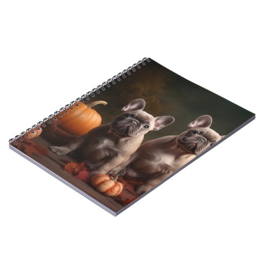 Franse buldog puppy herfst verrukking pompoen notitieboek (Linkerzijde)