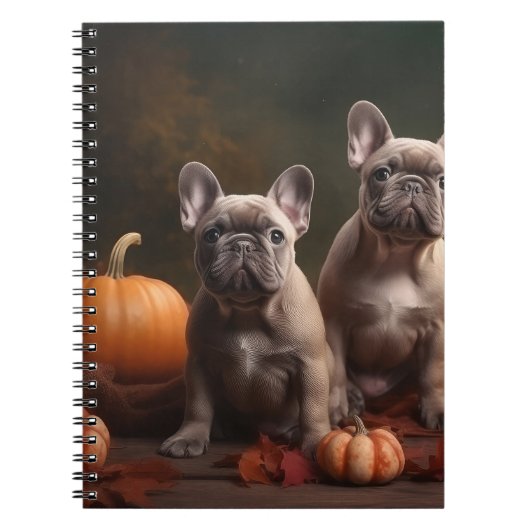 Franse buldog puppy herfst verrukking pompoen notitieboek (Voorkant)