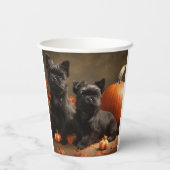 Franse buldog puppy herfst verrukking pompoen papieren bekers (Achterkant)