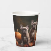 Franse buldog puppy herfst verrukking pompoen papieren bekers (Achterkant)