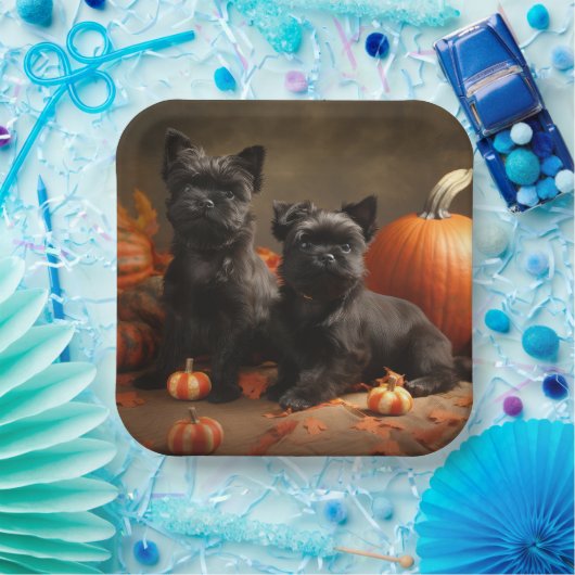 Franse buldog puppy herfst verrukking pompoen papieren bordje (Feest)