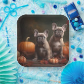 Franse buldog puppy herfst verrukking pompoen papieren bordje (Feest)