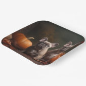 Franse buldog puppy herfst verrukking pompoen papieren bordje (Gebogen)