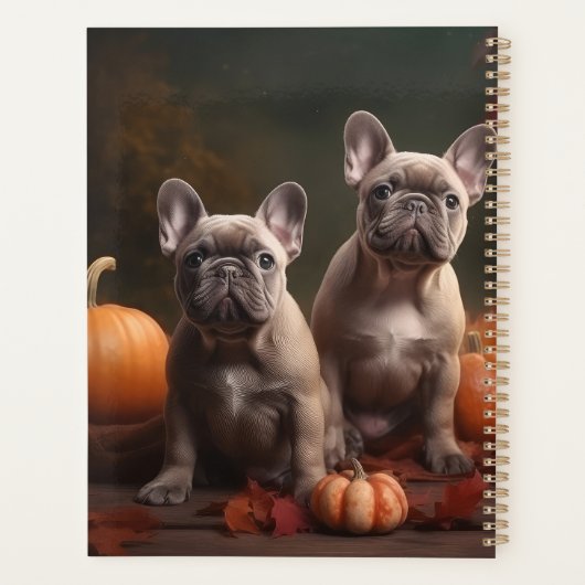 Franse buldog puppy herfst verrukking pompoen planner (Achterkant)