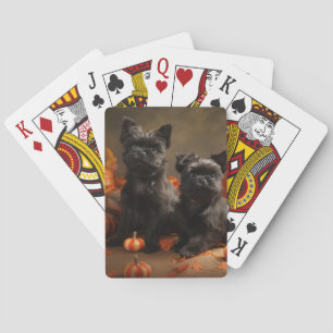 Franse buldog puppy herfst verrukking pompoen pokerkaarten