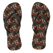 Franse buldog puppy herfst verrukking pompoen teenslippers (Voetbed)