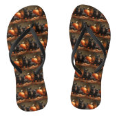 Franse buldog puppy herfst verrukking pompoen teenslippers (Voetbed)
