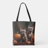 Franse buldog puppy herfst verrukking pompoen tote bag (Achterkant)