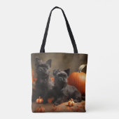 Franse buldog puppy herfst verrukking pompoen tote bag (Achterkant)