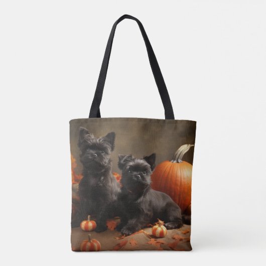 Franse buldog puppy herfst verrukking pompoen tote bag (Achterkant)