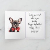 Franse buldog puppy hond verjaardag kaart (Binnen)