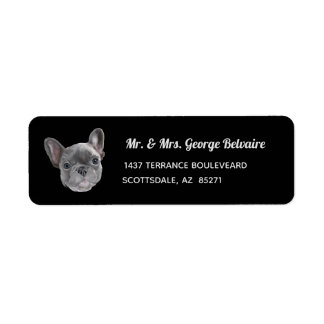 Franse buldog puppy retour adres label