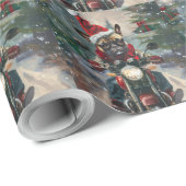 Franse buldog rijden motorfiets kerst cadeaupapier (Rol Hoek)