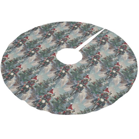 Franse buldog rijden motorfiets kerst kerstboom rok (Gekanteld)