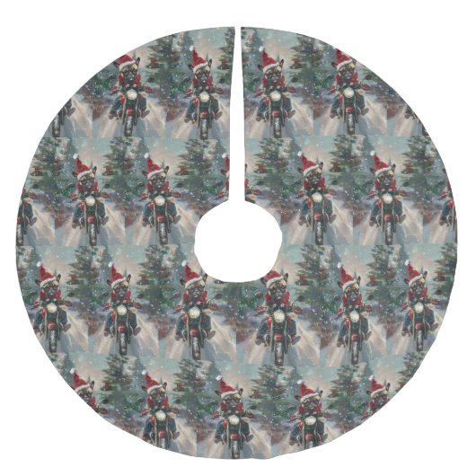 Franse buldog rijden motorfiets kerst kerstboom rok (Voorkant)