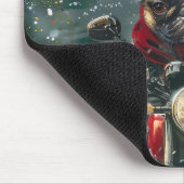 Franse buldog rijden motorfiets kerst muismat (Hoek)