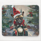 Franse buldog rijden motorfiets kerst muismat (Voorkant)