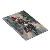 Franse buldog rijden motorfiets kerst notitieboek (Rechterzijde)