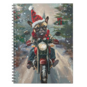 Franse buldog rijden motorfiets kerst notitieboek (Voorkant)