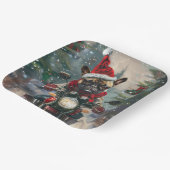 Franse buldog rijden motorfiets kerst papieren bordje (Gebogen)