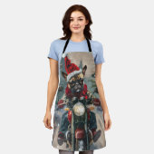 Franse buldog rijden motorfiets kerst schort (Gedragen)