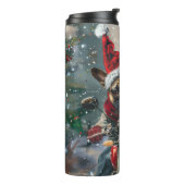 Franse buldog rijden motorfiets kerst thermosbeker (Gedraaid links)