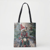 Franse buldog rijden motorfiets kerst tote bag (Voorkant)