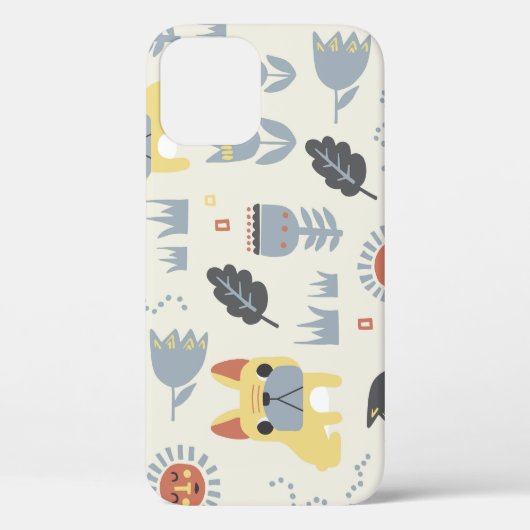 Franse buldog: Scandinavische herhaling van bloeme Case-Mate iPhone Case (Achterkant)