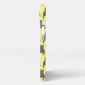 Franse buldog schattig hond silhouet raster geel iPhone hoesje (Linkerkant)