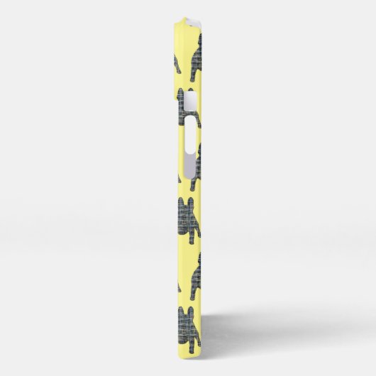 Franse buldog schattig hond silhouet raster geel iPhone hoesje (Linkerkant)