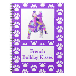 Franse buldog schattig huisdier silhouet Paarse PY Notitieboek