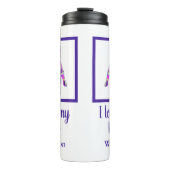Franse buldog schattig huisdier silhouet Paarse PY Thermosbeker (Voorkant)