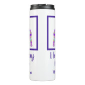 Franse buldog schattig huisdier silhouet Paarse PY Thermosbeker (Achterkant)